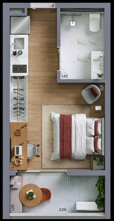 Kitnet-Studio, 27 m² - Foto 2