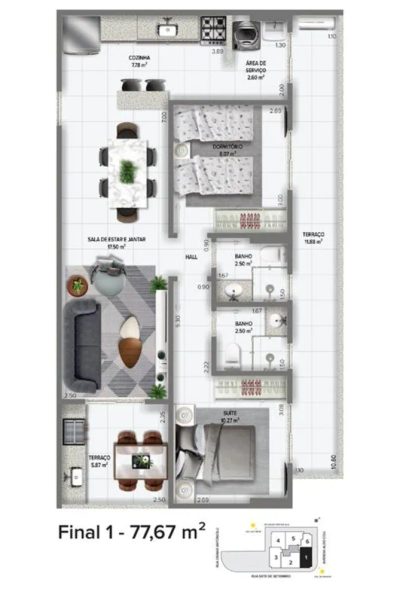 Apartamento, 2 quartos, 77 m² - Foto 1