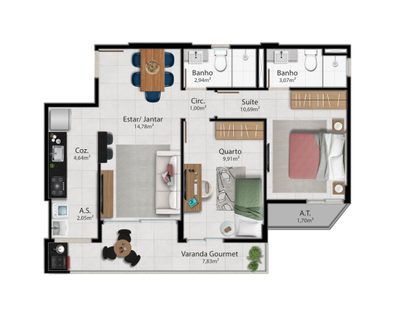 Apartamento, 2 quartos, 66 m² - Foto 4