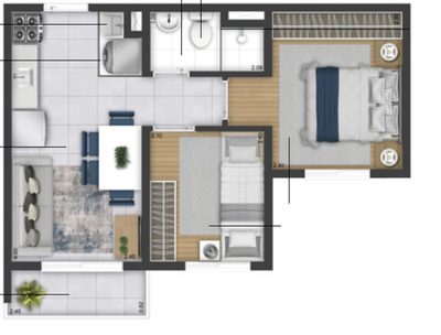 Apartamento, 2 quartos, 32 m² - Foto 3
