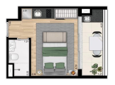 Apartamento, 1 quarto, 25 m² - Foto 2