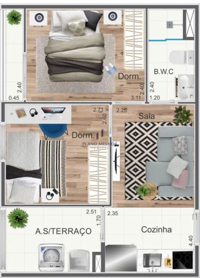 Apartamento, 2 quartos, 39 m² - Foto 3