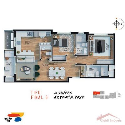 Apartamento, 2 quartos, 69 m² - Foto 2