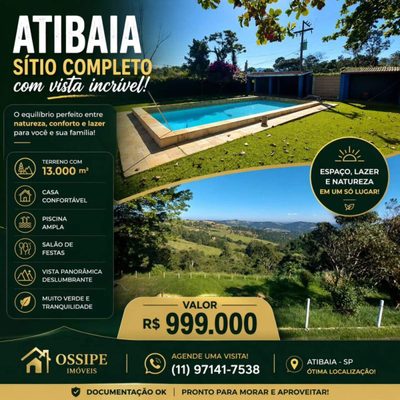 Sítio, 3 quartos, 1 hectares - Foto 1