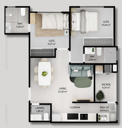 Apartamento, 2 quartos, 61 m² - Foto 5