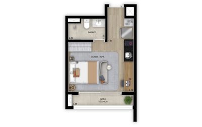 Apartamento, 1 quarto, 26 m² - Foto 2