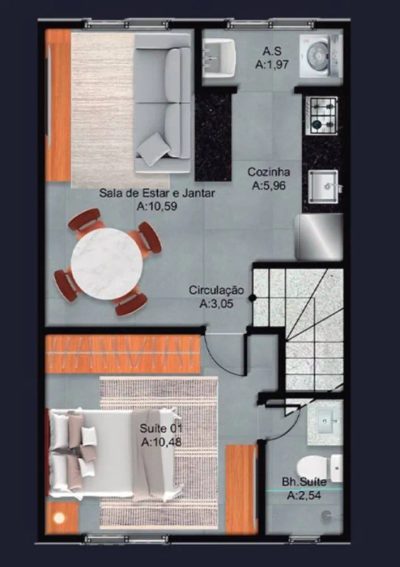 Casa, 1 quarto, 41 m² - Foto 1
