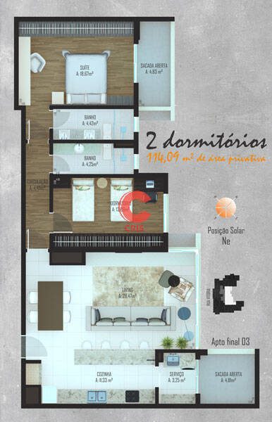 Apartamento, 2 quartos, 114 m² - Foto 1