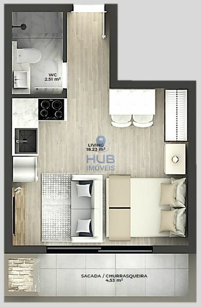 Kitnet-Studio, 33 m² - Foto 2