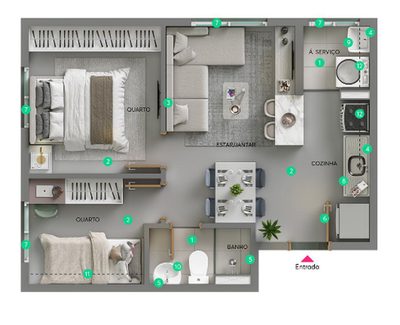 Apartamento, 2 quartos, 54 m² - Foto 1