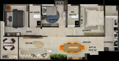 Apartamento, 3 quartos, 76 m² - Foto 2