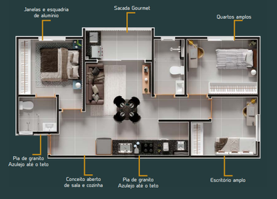 Apartamento, 2 quartos, 60 m² - Foto 2