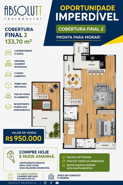 Apartamento, 3 quartos, 133 m² - Foto 1