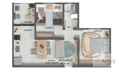 Apartamento, 2 quartos, 48 m² - Foto 4
