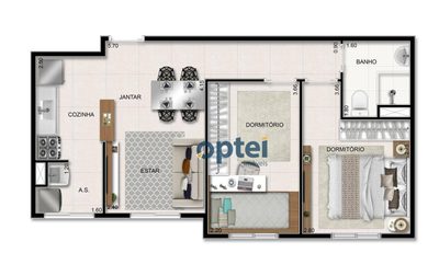 Apartamento, 2 quartos, 43 m² - Foto 1