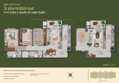 Apartamento, 3 quartos, 78 m² - Foto 1
