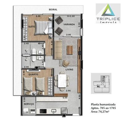 Apartamento, 2 quartos, 74 m² - Foto 2