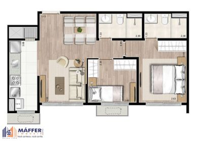Apartamento, 2 quartos, 56 m² - Foto 4