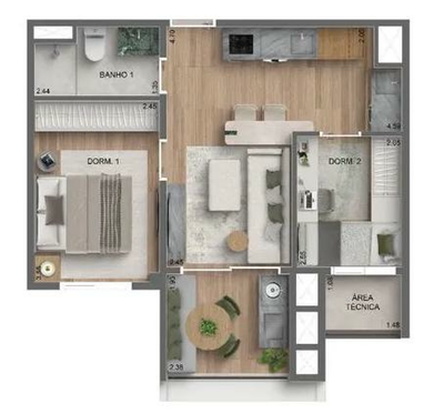 Apartamento, 2 quartos, 45 m² - Foto 4