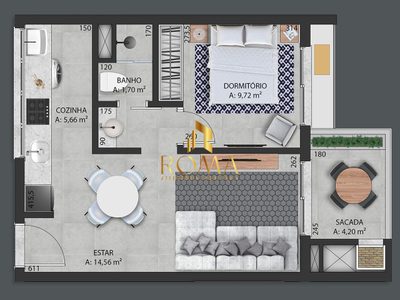 Apartamento, 1 quarto, 42 m² - Foto 2