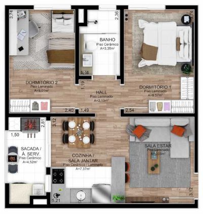 Apartamento, 2 quartos, 50 m² - Foto 1