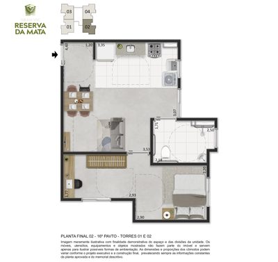 Apartamento, 2 quartos, 36 m² - Foto 3