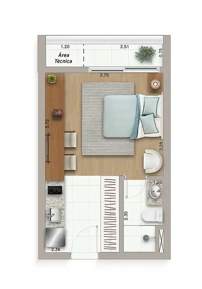 Apartamento, 1 quarto, 28 m² - Foto 3