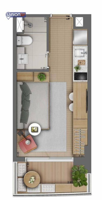 Apartamento, 1 quarto, 43 m² - Foto 3