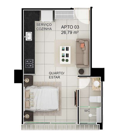 Apartamento, 2 quartos, 47 m² - Foto 1