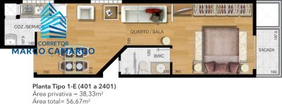 Apartamento, 1 quarto, 38 m² - Foto 2