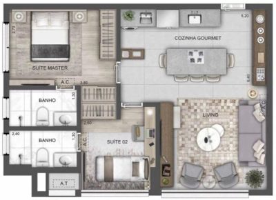 Apartamento, 2 quartos, 62 m² - Foto 1