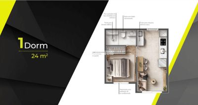 Apartamento, 1 quarto, 24 m² - Foto 1