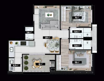 Apartamento, 2 quartos, 72 m² - Foto 3