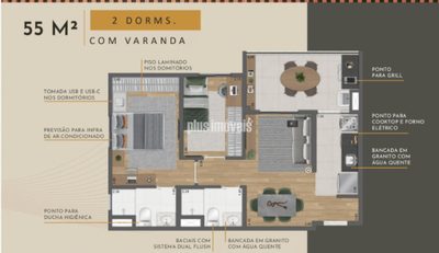 Apartamento, 2 quartos, 55 m² - Foto 1