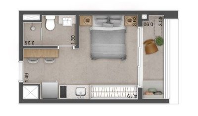 Apartamento, 1 quarto, 25 m² - Foto 1