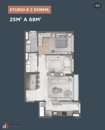 Apartamento, 1 quarto, 36 m² - Foto 3