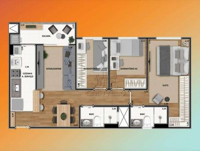 Apartamento, 2 quartos, 64 m² - Foto 1