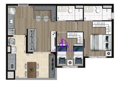 Apartamento, 2 quartos, 56 m² - Foto 1