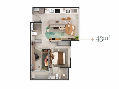 Apartamento, 2 quartos, 43 m² - Foto 1