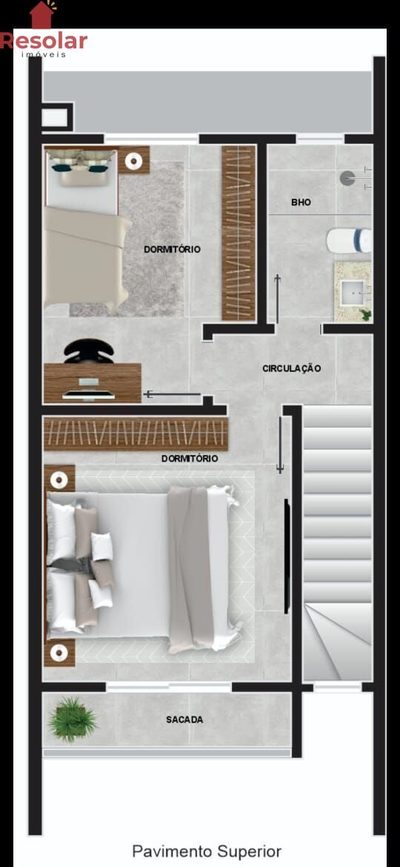 Sobrado, 2 quartos, 65 m² - Foto 3