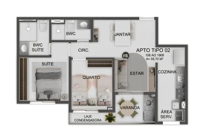 Apartamento, 2 quartos, 55 m² - Foto 3