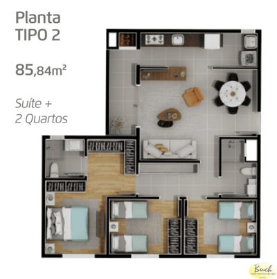 Apartamento, 3 quartos, 85 m² - Foto 2