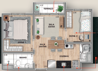 Apartamento, 2 quartos, 42 m² - Foto 5