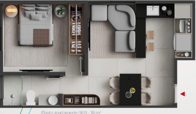 Apartamento, 1 quarto, 51 m² - Foto 1