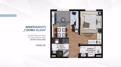 Apartamento, 1 quarto, 31 m² - Foto 1