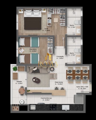 Apartamento, 2 quartos, 64 m² - Foto 4