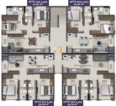 Apartamento, 2 quartos, 55 m² - Foto 2