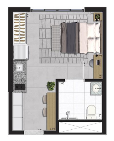 Kitnet-Studio, 24 m² - Foto 2