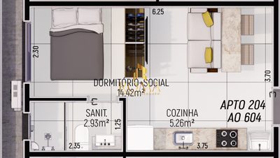 Apartamento, 1 quarto, 24 m² - Foto 2