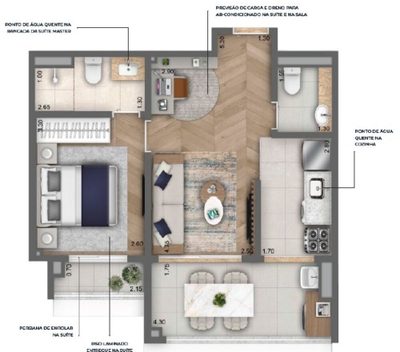 Apartamento, 1 quarto, 48 m² - Foto 3
